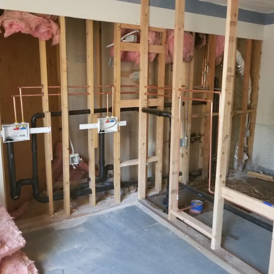Copper pipe rough-in and plumbing installation in Genesee